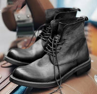 Low-Heeled Generous Square Head Thin Belt Short Tube Rubbed Color Casual All-Match Men's Boots