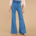 High-stretch Slim-fit Lace-up Wide-leg Flared Jeans