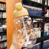 Cute Large Capacity Plastic Straw Water Bottle