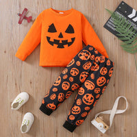 Halloween Day Boy Full Print Pumpkin Lamp Suit