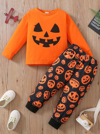 Halloween Day Boy Full Print Pumpkin Lamp Suit