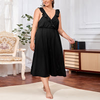 Women's Morning Clothes Pajamas Suspenders Deep V-neck Hollow Backless Home Casual Nightdress