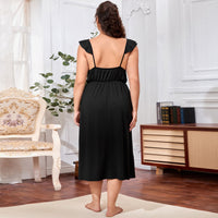 Women's Morning Clothes Pajamas Suspenders Deep V-neck Hollow Backless Home Casual Nightdress