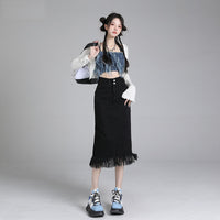 New Style Tummy-control Versatile Loose-fit Denim Skirt