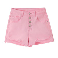 Womens Stretchy Slim-Fit Distressed Denim Shorts