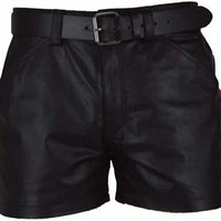 Multi-Color PU Stripe Casual Short Leather Pants