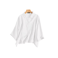 Linen Drop-shoulder Sleeve Top Artistic Shirt For Women