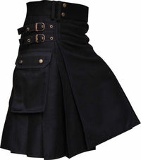 Festival Men's Solid Color Pocket Pleated Skirt