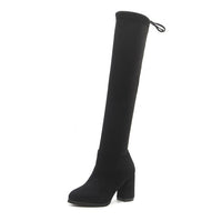 autumn and winter new small pepper thick with over the knee boots ladies black flat low heel stovepipe long boots