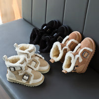 Genuine wool at the mouth of leather girl's short boots is antiskid