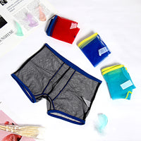 Men's See Through Breathable Mesh Solid Color Boxers