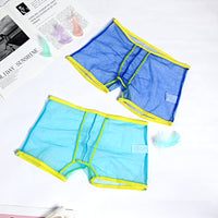 Men's See Through Breathable Mesh Solid Color Boxers