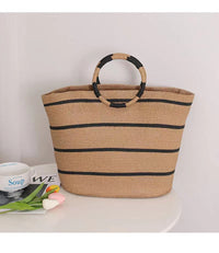 Large Capacity Round Early Woven Summer All-matching Woven Shoulder Beach Bag Handbag