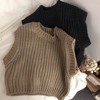 Children's Thick Stripe Thickened Wool Vest Pullover Sweater For Boys And Girls