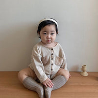 Spring And Autumn Waffle Jumpsuit Double Pocket Trendy Cute Onesie Japanese Romper Romper Romper