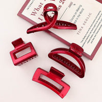 Barrettes Female Back Head Grip Shark Clip Hairpin Hair Claw Large Size Scrub Head Hair Clip Red Headwear