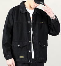 Denim Loose Spring And Autumn Trendy Workwear Jacket Top Denim Short Gown Men