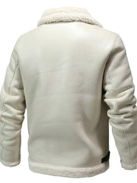 Casual Black Single-breasted Youth Loose Fleece-lined Side Seam Sidekick Lapel