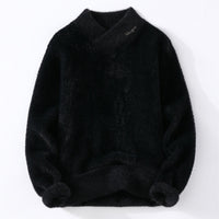 Autumn And Winter Crystal Mink Velvet Trendy Korean Style Half Turtleneck Knitted Sweater For Men