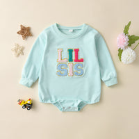 Girls Baby Alphabet Embroidery Long-sleeve Jumpsuit Infant Short Triangle Rompers