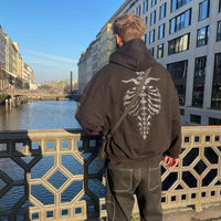 Men's Letter Bone Hooded Fashion Sweater