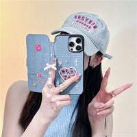 Denim Embroidery Love English Phone Case