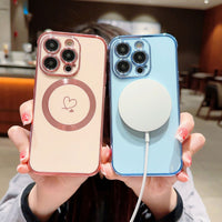Phone Case Side Love Magnetic Suction Shell Hollow Double Love Protective Cover