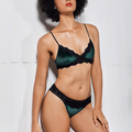 Gold Velvet Retro Bra Set