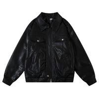 Men's Casual American Style Loose Flying PU Leather Jacket Coat