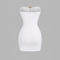 Fashionable Womens Strapless Metal-Embellished Hollow-Out Dress