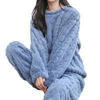 Flannel Warm Blouse And Pants Female Thickened Loungewear