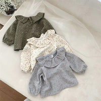 Baby Girl Soft Floral Long Sleeve Doll Collar Bottoming Shirt