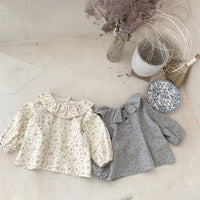 Baby Girl Soft Floral Long Sleeve Doll Collar Bottoming Shirt