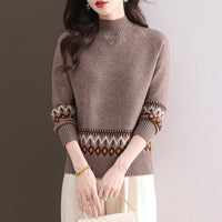 New Loose Slimming Inner Fashion Jacquard Knitted Bottoming Shirt Top
