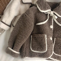 Lamb Wool Baby Turn-down Collar Coat Children's Thickened Cotton-padded