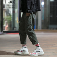 Casual pants solid color overalls