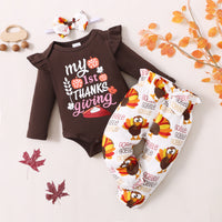 Knitted Romper Turkey Print Trousers