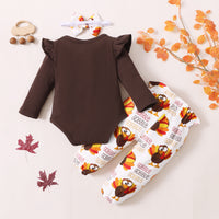 Knitted Romper Turkey Print Trousers