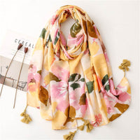 New Blooming Color Cotton And Linen Feel Scarf Soft Shawl