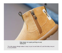 Children's Retro Solid Color British Style Cotton Boots