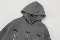 American-style Dark Retro Fuzzy Phantom Printed Long-sleeved Hooded Sweater
