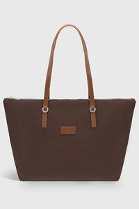 Brown Large Capacity Water Resistant Shopper Bag For Women