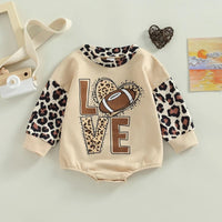 Baby One-piece Romper Leopard Print Patchwork Sleeve Baby Jumpsuit