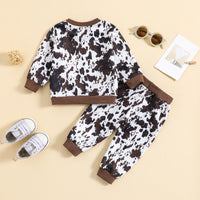 New Leopard Print Printed Long-sleeved Top Trousers Two-piece Set