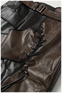 Leather Coat With Rope Suit Skirt