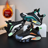 Boy Shoes Winter Thin Cotton Velvet Warm Rotating Buckle