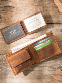 Handmade Wallet Made From Premium Full-grain Cowhide A Simple Vintage-style Billfold