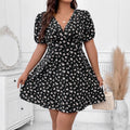 Loose Casual Waist-cinched Dress With Lantern Sleeves