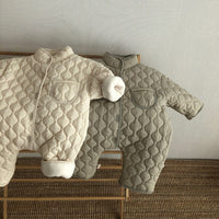 Retro Rhombus Wave Pattern Coat Baby Boy Round Neck All-matching Jumpsuit