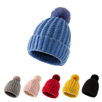 Fleece-lined Warm Fur Ball Adult Knitted Hat Autumn And Winter Women's Wool Single Ball Hat